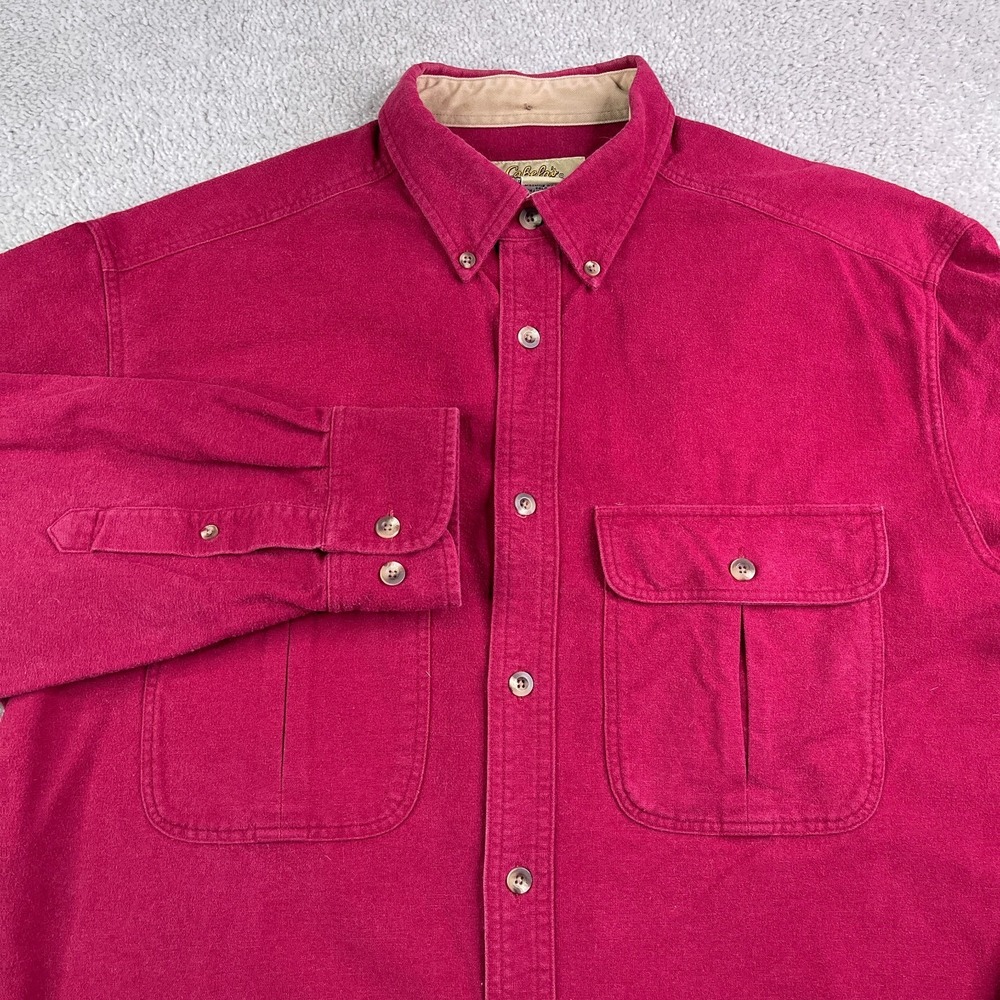 Cabelas Shirt Mens Medium Red Deerskin Soft Chamois Flannel Chore Workwear